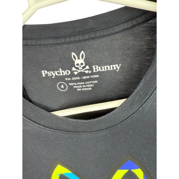 Psycho Bunny Shirt Mens Large Black Pima Cotton Graphic Crewneck Short Sleeve - Picture 3 of 5